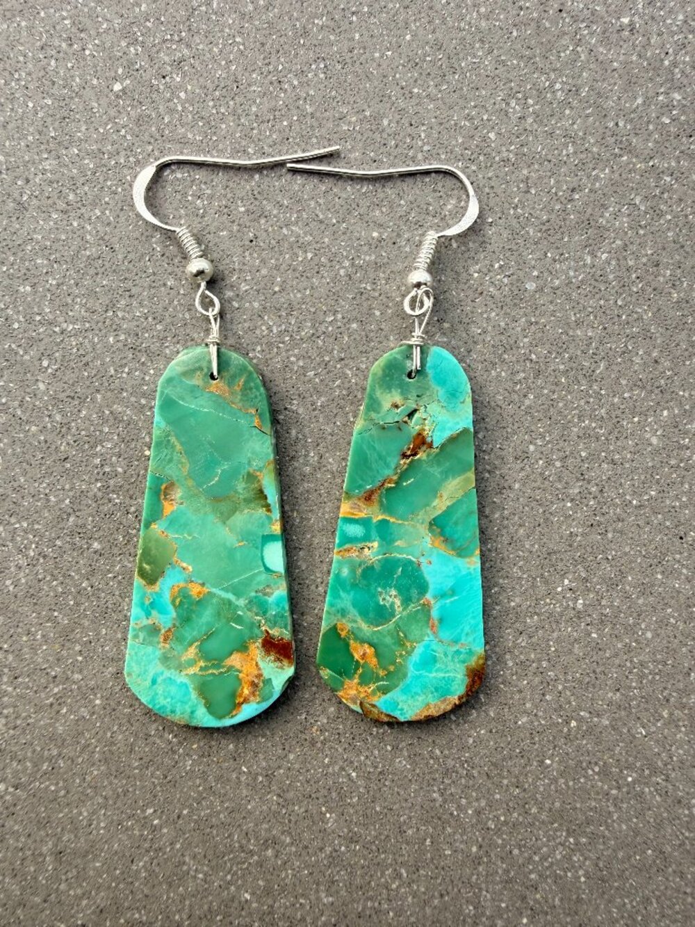 Navajo Artist Jameson Pete - Kingman & Mohave Turquoise Slab Earrings